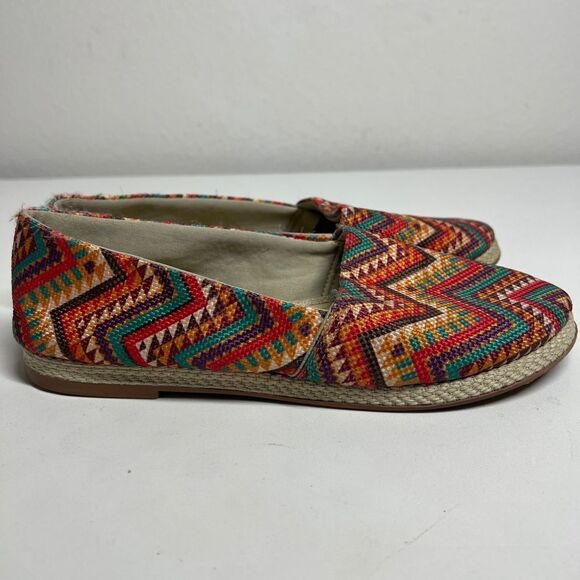 Équilibrio Woman’s Orange & Green Canvas Aztec Print Espadrilles Size 9 BOHO - Picture 7 of 9